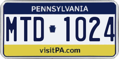 PA license plate MTD1024