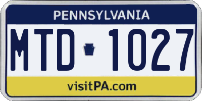 PA license plate MTD1027