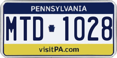 PA license plate MTD1028