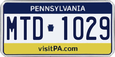 PA license plate MTD1029
