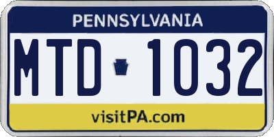 PA license plate MTD1032