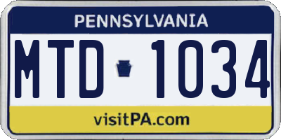 PA license plate MTD1034