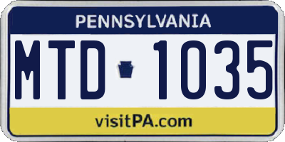 PA license plate MTD1035