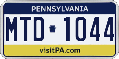 PA license plate MTD1044