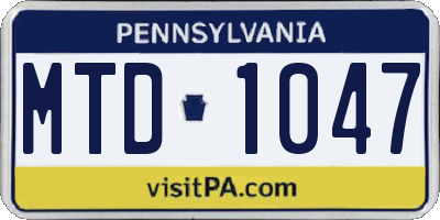 PA license plate MTD1047