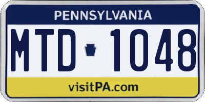 PA license plate MTD1048