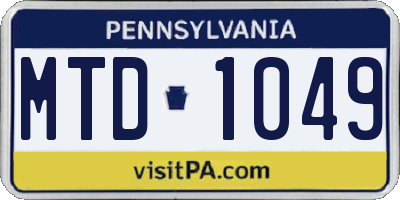 PA license plate MTD1049