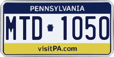 PA license plate MTD1050
