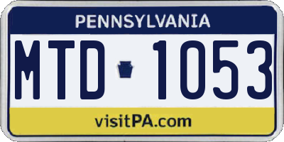 PA license plate MTD1053
