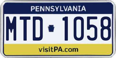 PA license plate MTD1058
