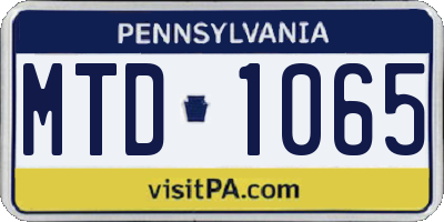 PA license plate MTD1065
