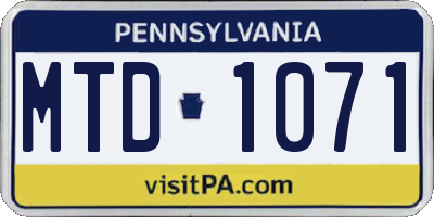 PA license plate MTD1071
