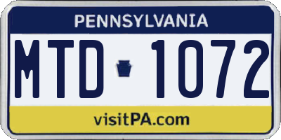 PA license plate MTD1072