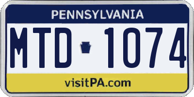 PA license plate MTD1074