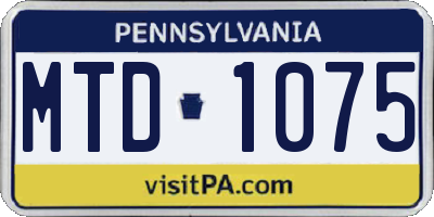 PA license plate MTD1075