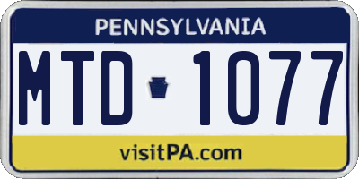PA license plate MTD1077