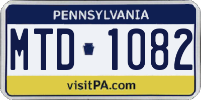 PA license plate MTD1082