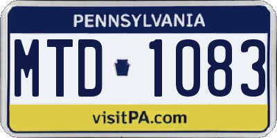 PA license plate MTD1083