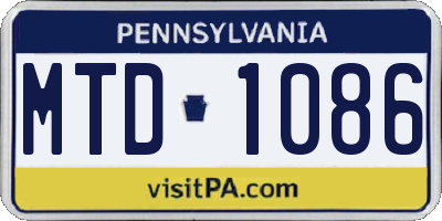 PA license plate MTD1086