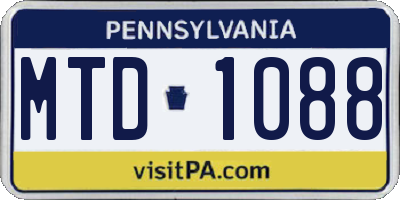 PA license plate MTD1088