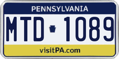 PA license plate MTD1089