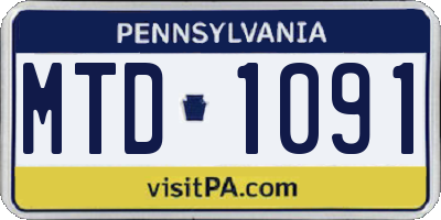 PA license plate MTD1091