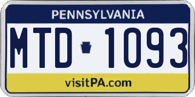 PA license plate MTD1093