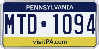 PA license plate MTD1094