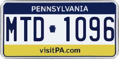 PA license plate MTD1096