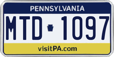 PA license plate MTD1097