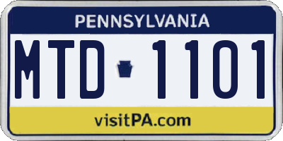 PA license plate MTD1101