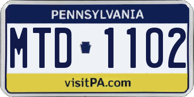 PA license plate MTD1102