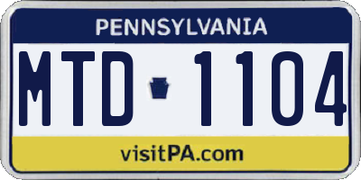 PA license plate MTD1104