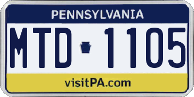 PA license plate MTD1105