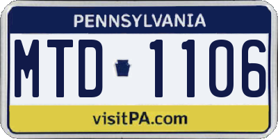 PA license plate MTD1106