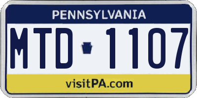 PA license plate MTD1107