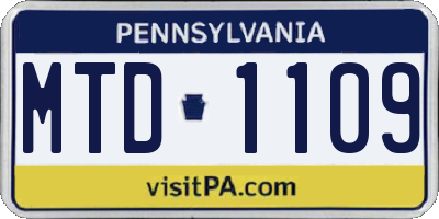 PA license plate MTD1109