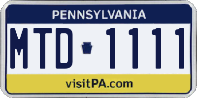 PA license plate MTD1111