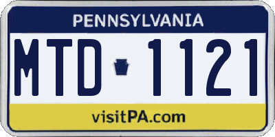 PA license plate MTD1121