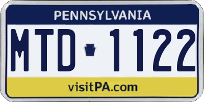 PA license plate MTD1122