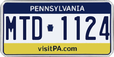 PA license plate MTD1124