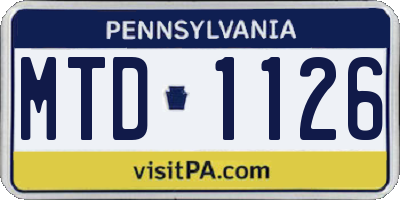 PA license plate MTD1126