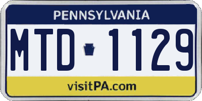 PA license plate MTD1129