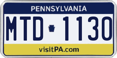 PA license plate MTD1130
