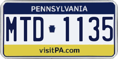 PA license plate MTD1135