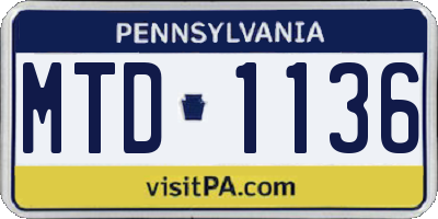 PA license plate MTD1136