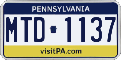 PA license plate MTD1137