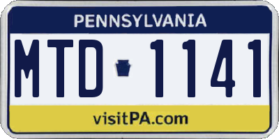 PA license plate MTD1141