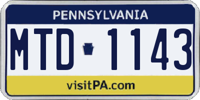 PA license plate MTD1143