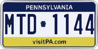 PA license plate MTD1144